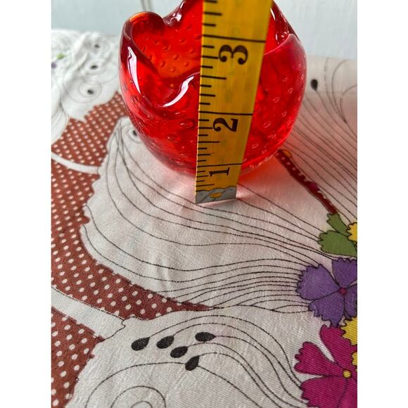 Vintage blown glass bowl ashtray red controlled bubbles - Picture 5 of 5